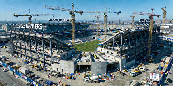 2026世界杯纽约新足球场馆建设工地航拍图